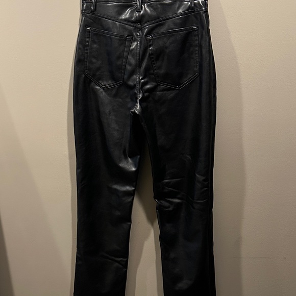 Abercrombie & Fitch Black Vegan Leather Straight Leg Pants. Ultra High Rise - Picture 3 of 3
